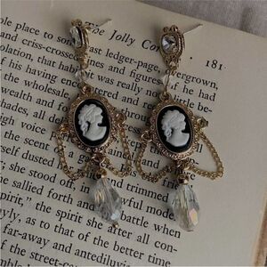 Elegant Cameo Drop Earrings